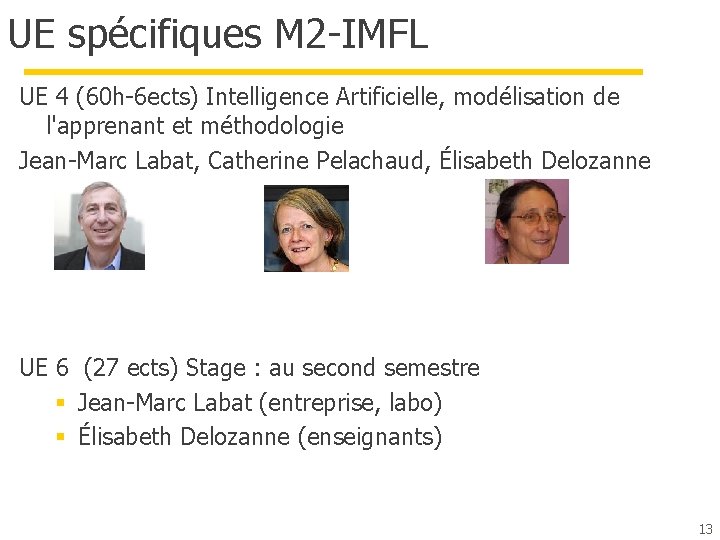 UE spécifiques M 2 -IMFL UE 4 (60 h-6 ects) Intelligence Artificielle, modélisation de UE spécifiques M 2 -IMFL UE 4 (60 h-6 ects) Intelligence Artificielle, modélisation de