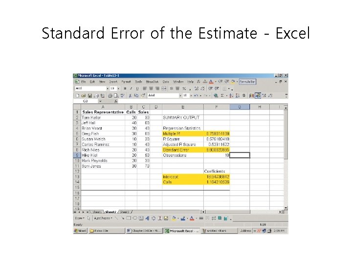 Standard Error of the Estimate - Excel 