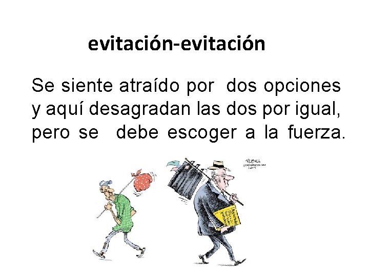 evitación-evitación Se siente atraído por dos opciones y aquí desagradan las dos por igual, evitación-evitación Se siente atraído por dos opciones y aquí desagradan las dos por igual,