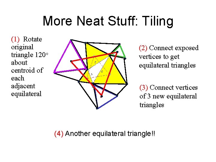 More Neat Stuff: Tiling (1) Rotate original triangle 120 o about centroid of each