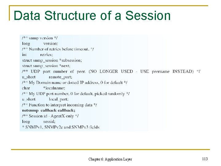 Data Structure of a Session Chapter 6: Application Layer 113 Data Structure of a Session Chapter 6: Application Layer 113