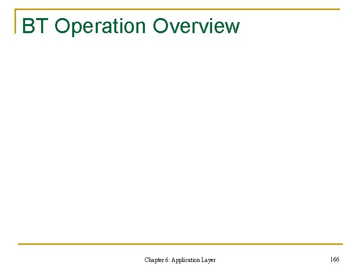 BT Operation Overview Chapter 6: Application Layer 166 BT Operation Overview Chapter 6: Application Layer 166