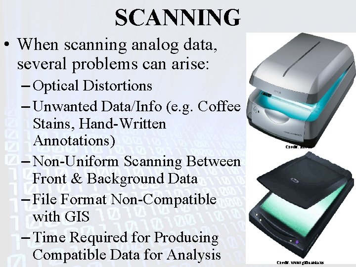 SCANNING • When scanning analog data, several problems can arise: – Optical Distortions –