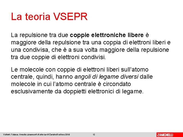 La teoria VSEPR La repulsione tra due coppie elettroniche libere è maggiore della repulsione