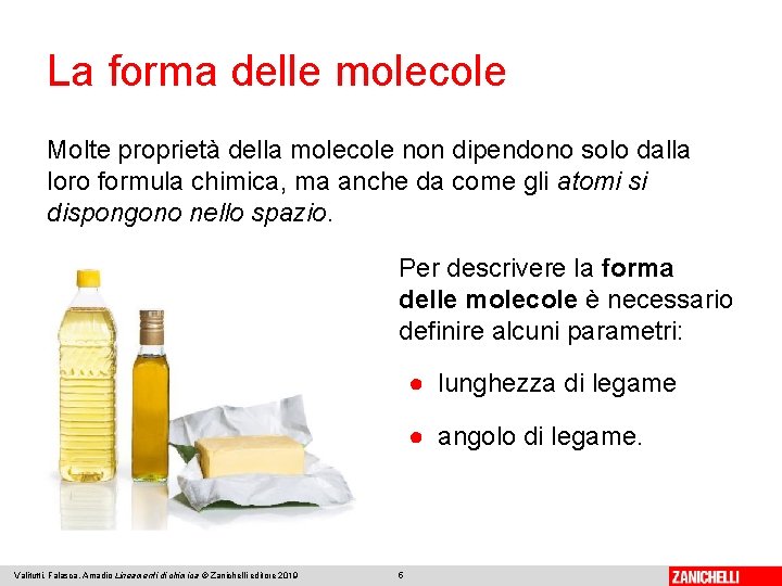 La forma delle molecole Molte proprietà della molecole non dipendono solo dalla loro formula