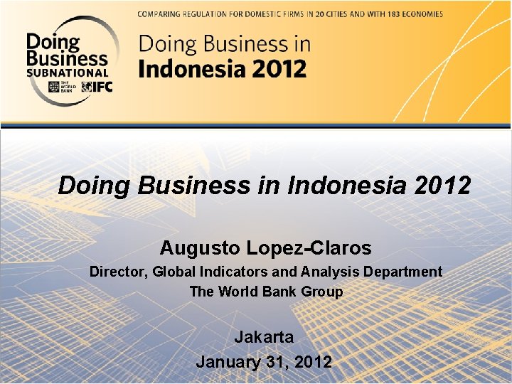 Doing Business in Indonesia 2012 Doing Business in the United Arab Emirates 2012 Mierta