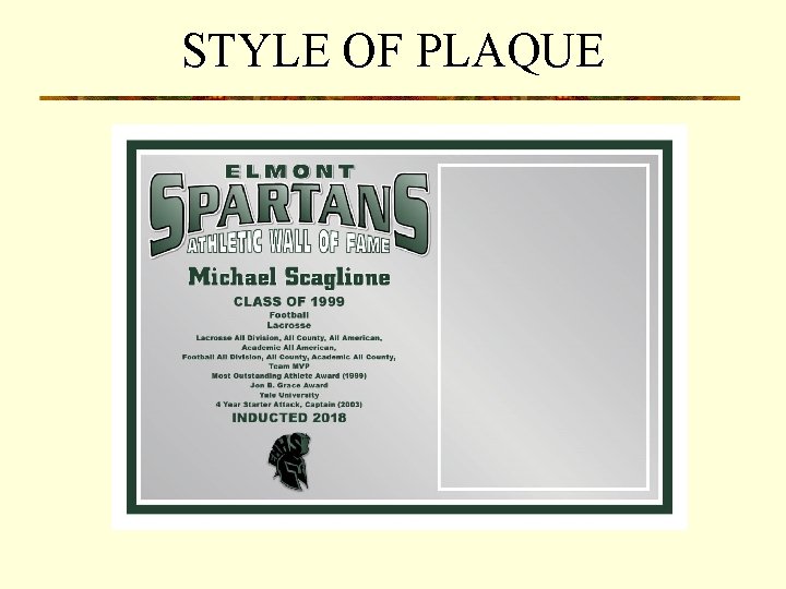 STYLE OF PLAQUE 