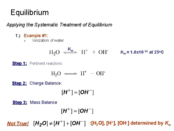 Equilibrium Applying the Systematic Treatment of Equilibrium 1. ) Example #1: Ø Ionization of