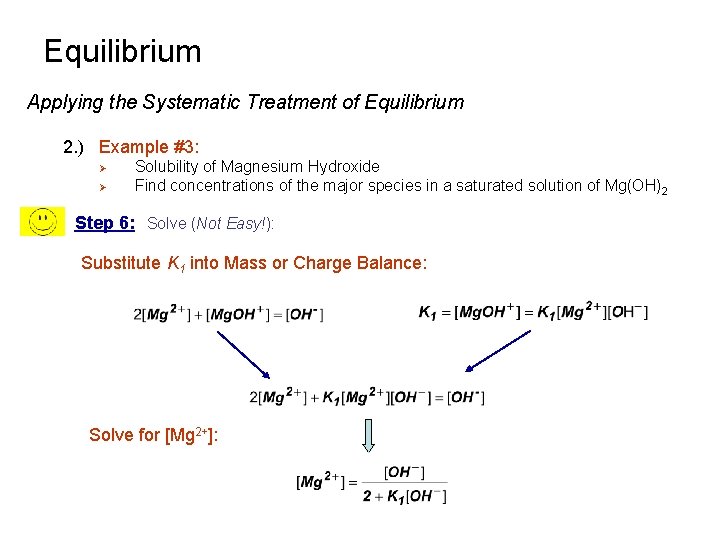Equilibrium Applying the Systematic Treatment of Equilibrium 2. ) Example #3: Ø Ø Solubility