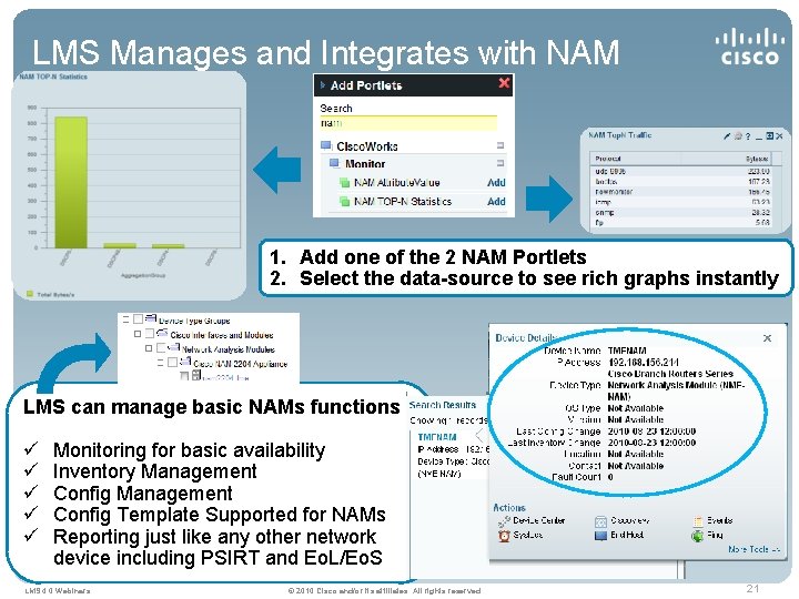 LMS Manages and Integrates with NAM 1. Add one of the 2 NAM Portlets