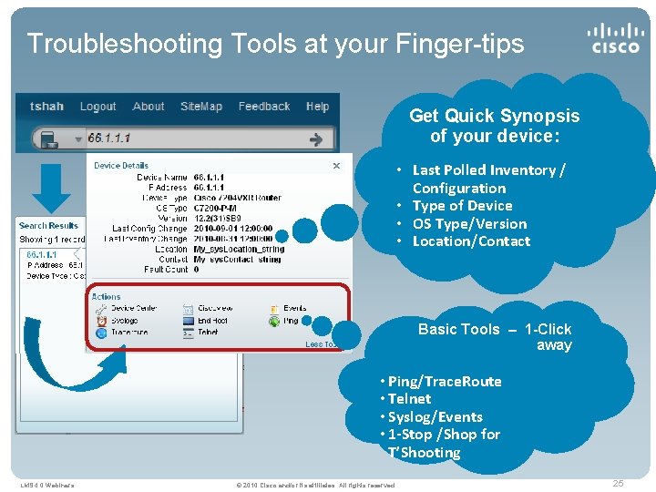 Troubleshooting Tools at your Finger-tips Get Quick Synopsis of your device: • Last Polled
