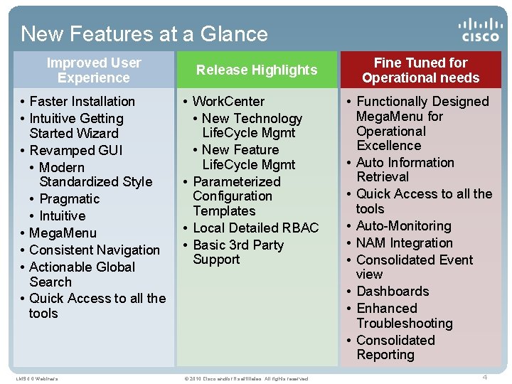 New Features at a Glance Improved User Experience • Faster Installation • Intuitive Getting