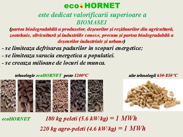  este dedicat valorificarii superioare a BIOMASEI (partea biodegradabilă a produselor, deșeurilor și reziduurilor