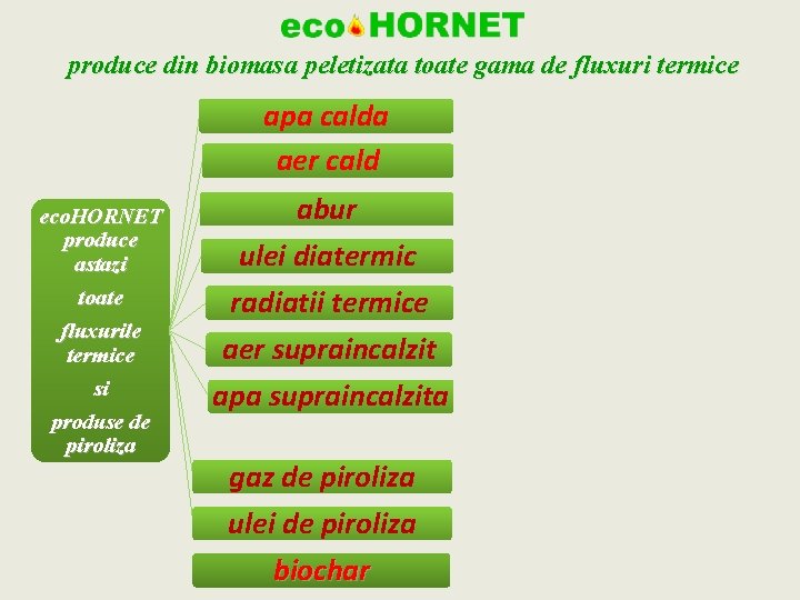  produce din biomasa peletizata toate gama de fluxuri termice apa calda aer cald