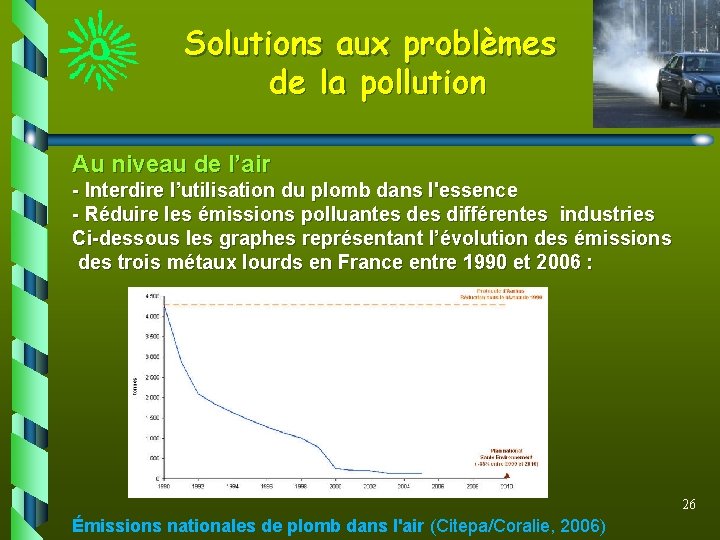 Solutions aux problèmes de la pollution Au niveau de l’air - Interdire l’utilisation du