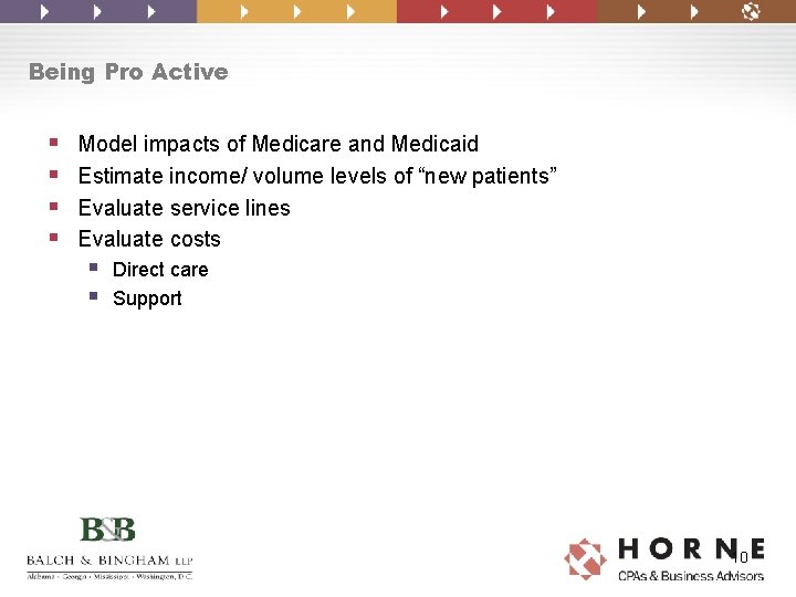 Being Pro Active § § Model impacts of Medicare and Medicaid Estimate income/ volume