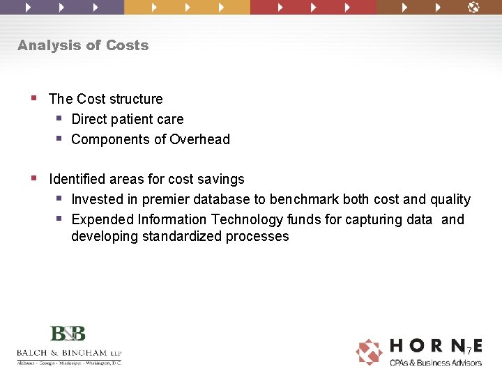 Analysis of Costs § The Cost structure § Direct patient care § Components of