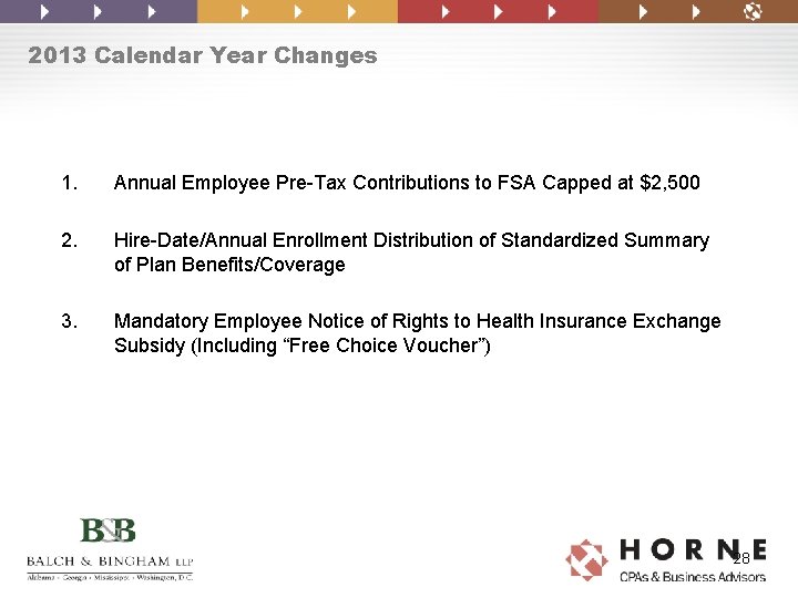 2013 Calendar Year Changes 1. Annual Employee Pre-Tax Contributions to FSA Capped at $2, 2013 Calendar Year Changes 1. Annual Employee Pre-Tax Contributions to FSA Capped at $2,