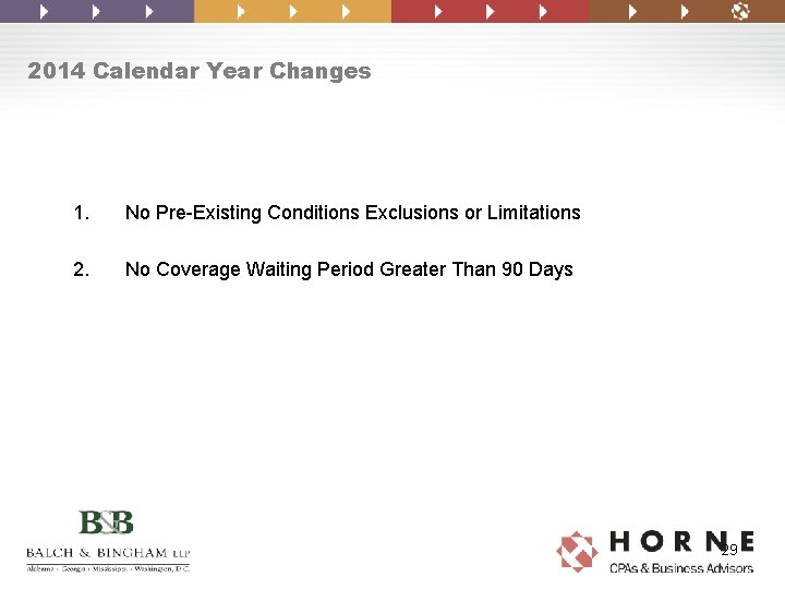 2014 Calendar Year Changes 1. No Pre-Existing Conditions Exclusions or Limitations 2. No Coverage