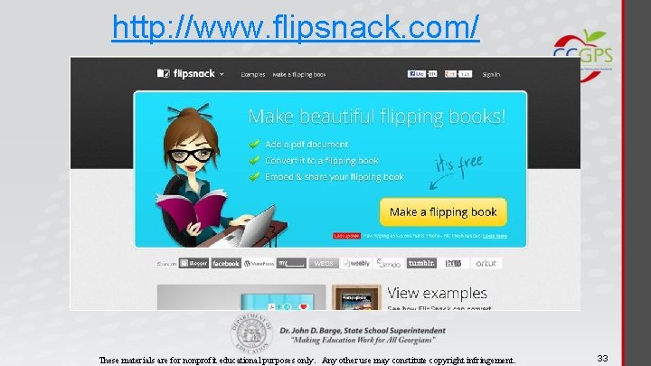 http: //www. flipsnack. com/ These materials are for nonprofit educational purposes only. Any other