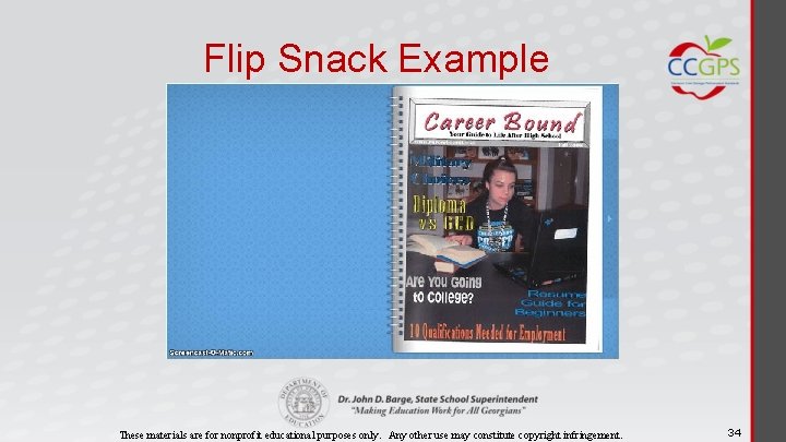 Flip Snack Example These materials are for nonprofit educational purposes only. Any other use
