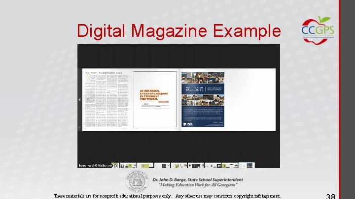 Digital Magazine Example These materials are for nonprofit educational purposes only. Any other use