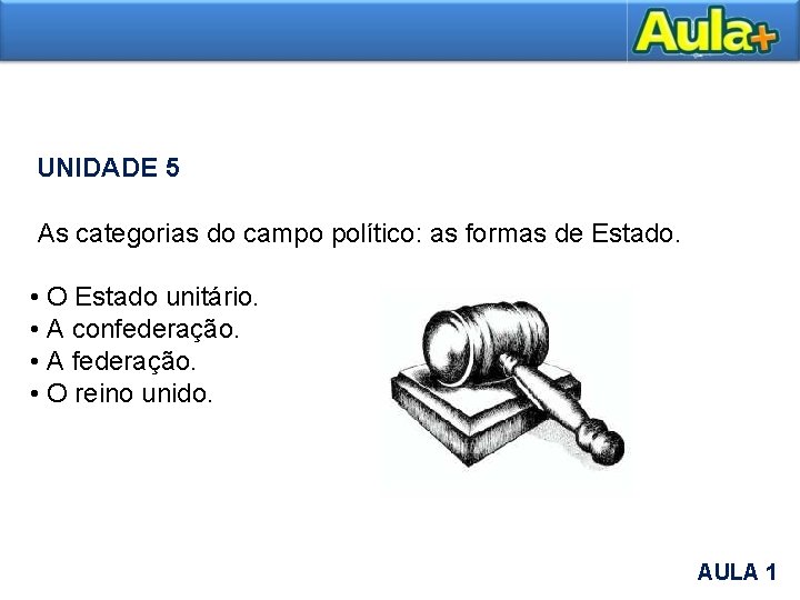 UNIDADE 5 As categorias do campo político: as formas de Estado. • O Estado