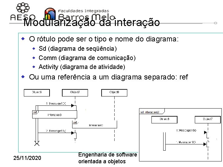 Modularização da interação w O rótulo pode ser o tipo e nome do diagrama: