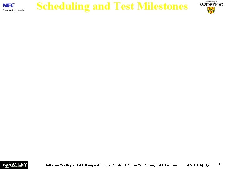 Scheduling and Test Milestones n Steps in order to schedule a test project effectively Scheduling and Test Milestones n Steps in order to schedule a test project effectively