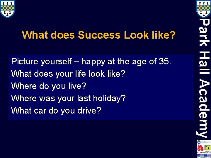 What does Success Look like? Picture yourself – happy at the age of 35.