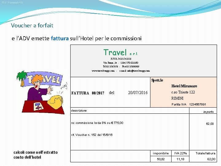 © R. Ramondetti Voucher a forfait e l’ADV emette fattura sull’Hotel per le commissioni