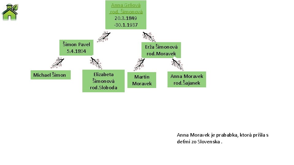 Anna Grňová rod. Šimonová 20. 3. 1849 -30. 1. 1937 Šimon Pavel 5. 4.