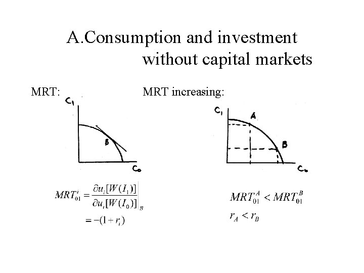 A. Consumption and investment without capital markets MRT: MRT increasing: 