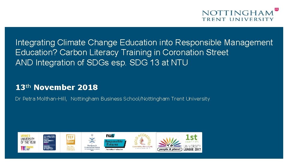 Integrating Climate Change Education into Responsible Management Education? Carbon Literacy Training in Coronation Street