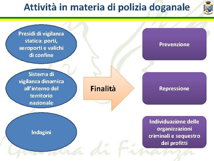 Attività in materia di polizia doganale Presidi di vigilanza statica: porti, aeroporti e valichi