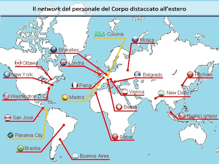 Colonia Mosca Bruxelles Ottawa Londra New York Pechino Belgrado Parigi Washington D. C. Madrid