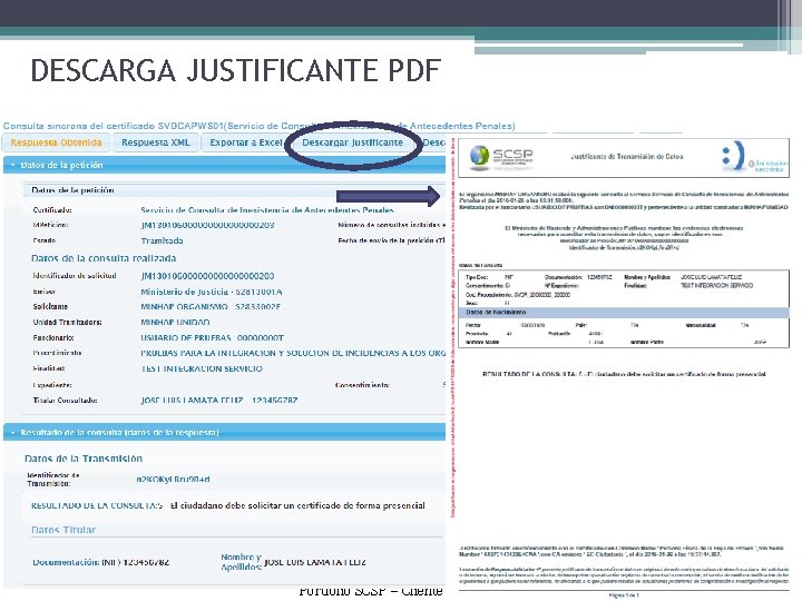 DESCARGA JUSTIFICANTE PDF Portfolio SCSP – Cliente Ligero v 3. 7. 2 – Servicio