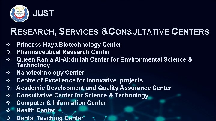 JUST RESEARCH, SERVICES & CONSULTATIVE CENTERS v Princess Haya Biotechnology Center v Pharmaceutical Research
