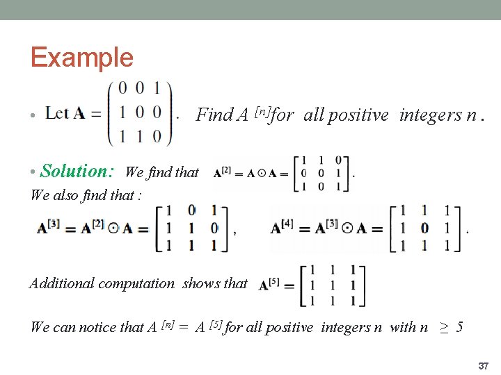 Example • Find A [n]for all positive integers n. • Solution: We find that
