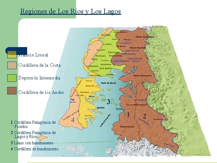 Regiones de Los Ríos y Los Lagos Planicie Litoral Cordillera de la Costa Depresión Regiones de Los Ríos y Los Lagos Planicie Litoral Cordillera de la Costa Depresión