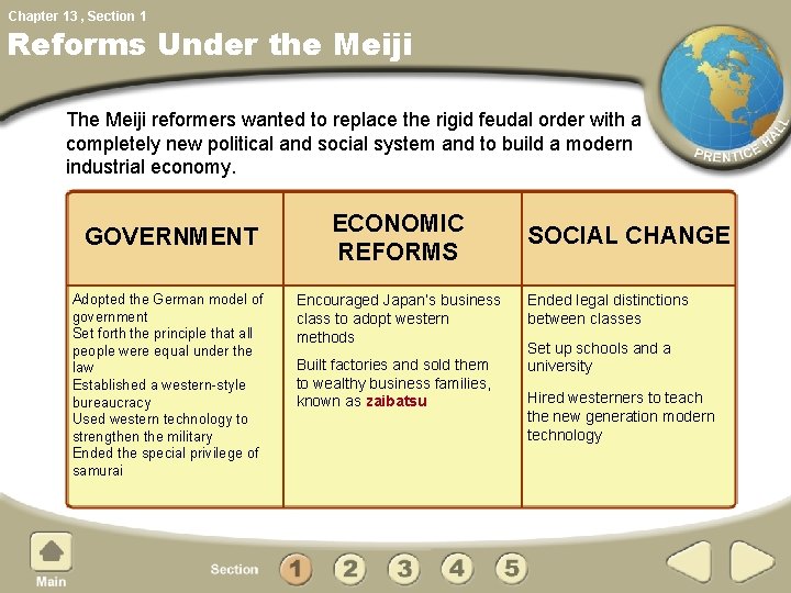 Chapter 13 , Section 1 Reforms Under the Meiji The Meiji reformers wanted to