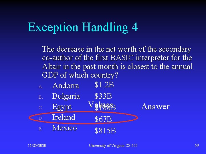 Exception Handling 4 The decrease in the net worth of the secondary co-author of