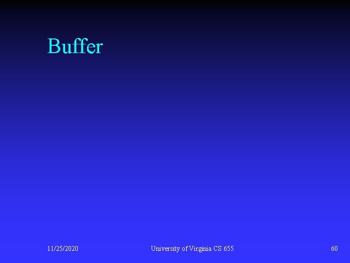 Buffer 11/25/2020 University of Virginia CS 655 60 