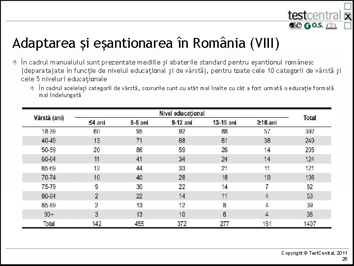 Adaptarea și eșantionarea în România (VIII) 8 În cadrul manualului sunt prezentate mediile și