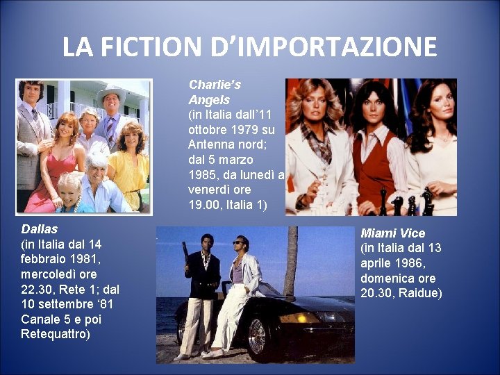 LA FICTION D’IMPORTAZIONE Charlie’s Angels (in Italia dall’ 11 ottobre 1979 su Antenna nord;