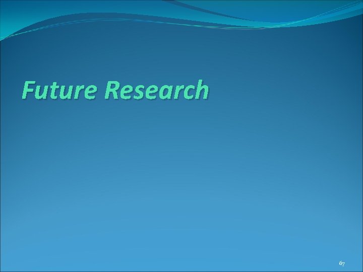 Future Research 67 