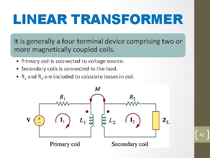 LINEAR TRANSFORMER It is generally a four-terminal device comprising two or more magnetically coupled