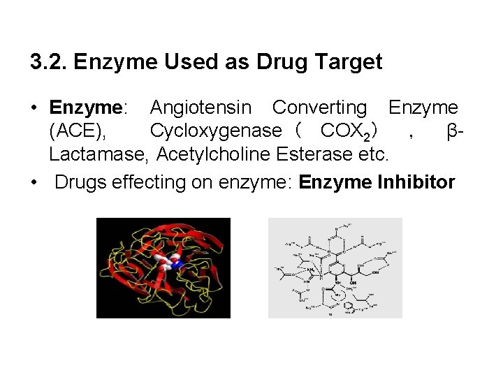 3. 2. Enzyme Used as Drug Target • Enzyme: Angiotensin Converting Enzyme (ACE), Cycloxygenase（