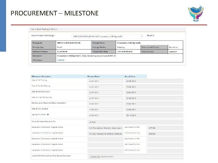 PROCUREMENT – MILESTONE 