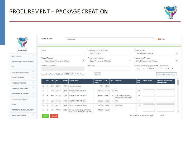 PROCUREMENT – PACKAGE CREATION 